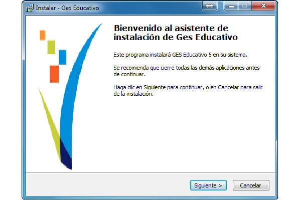 Imagen que ilustra la pantalla inicial de instalacin de GES Educativo 5