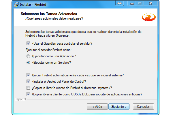 Imagen que ilustra las tareas adicionales de instalacin, se ilustra como queda configurada esta ventana.